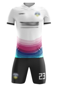  大量訂製球迷足球服  時尚設計V領撞色袖印花足球服套裝足球服供應商 FJ024